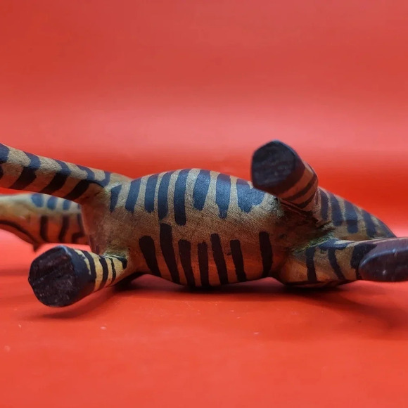 Hand Carved Wood Zebra Figurine African Decore 5x3 inch - Picture 4 of 7